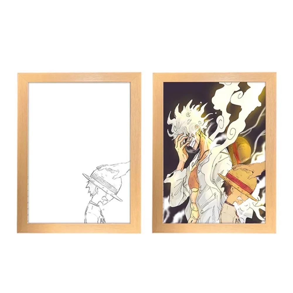 

Фото рамка-ночник One Piece Игрушка Персонажи Аниме Luffy Zoro Ночник Настольное украшение Картина Рождественский подарок 23X17 USB