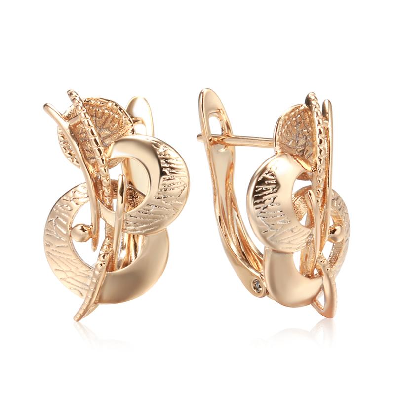 

New Fashion Glossy Earring For Women Unusual Creative Hollow Geometry Rose Gold Color Ethnic Bride Vintage Jewelry