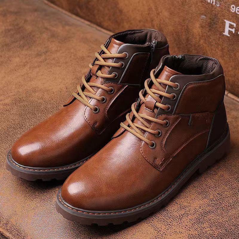 Men's Cross-Border Martin Boots: Casual Zipper High-Top Desert Work Boots, Large Size, Retro Style for Autumn and Winter.