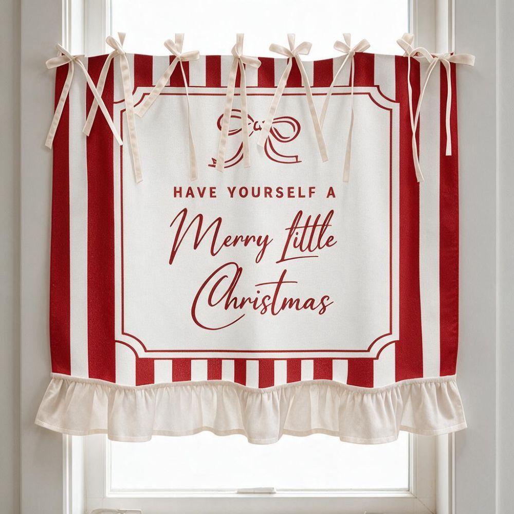 Decorative Kitchen Stove Curtain Lace-up Design Cabinet Curtain Christmas Oven Curtain Partition