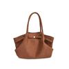 (Kaffee, Groß) Modische Unifarbene Falten-Design Damen Freizeit Wildleder Schultertasche für Herbst