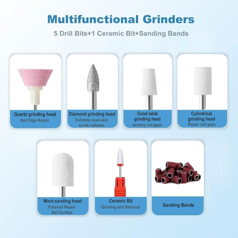 Professional Cordless Nail Drill Machine With 12 Pieces And 36 Sanding Bands For Manicure Pedicure At Home Or Salon
