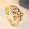 Elegant Luxurious Inlaid Synthetic Zirconia Hollowed Ring for Women Fashion Geometric Designed Banquet Party Jewelry Accessories
