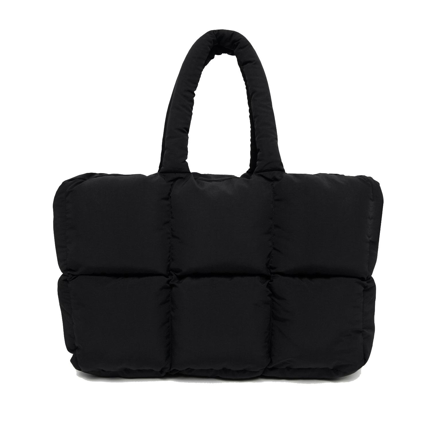 Quilted Puffer Cloud Tote Bag Women Large Capacity Soft Padded Shoulder Satchel Fashion Daily Handbag чёрный