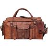 Mens Retro Style Carry On Luggage Flap Duffel Leather Duffel Bag