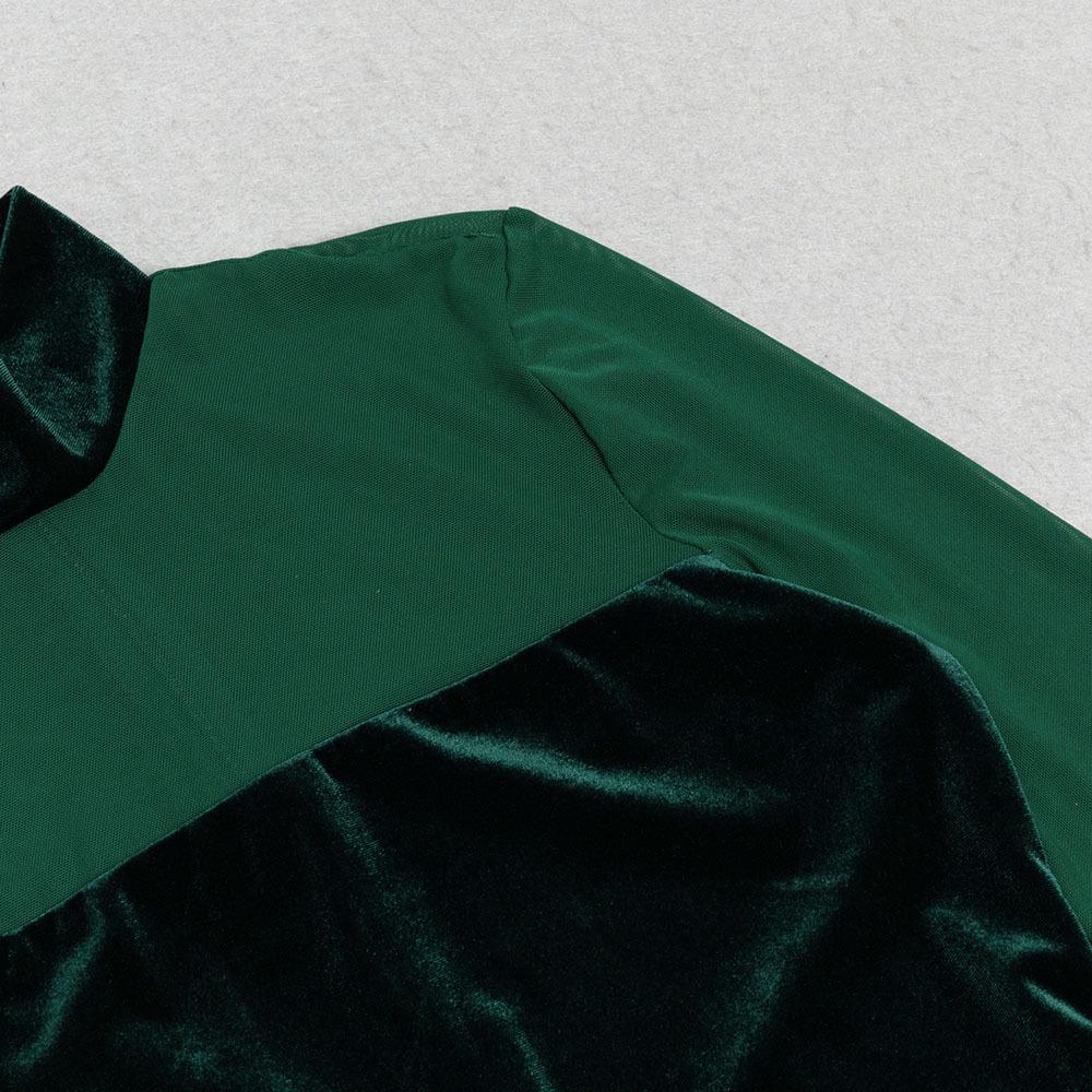 Letnia sukienka damska z aksamitu z rękawami z siateczki i okrągłym dekoltem