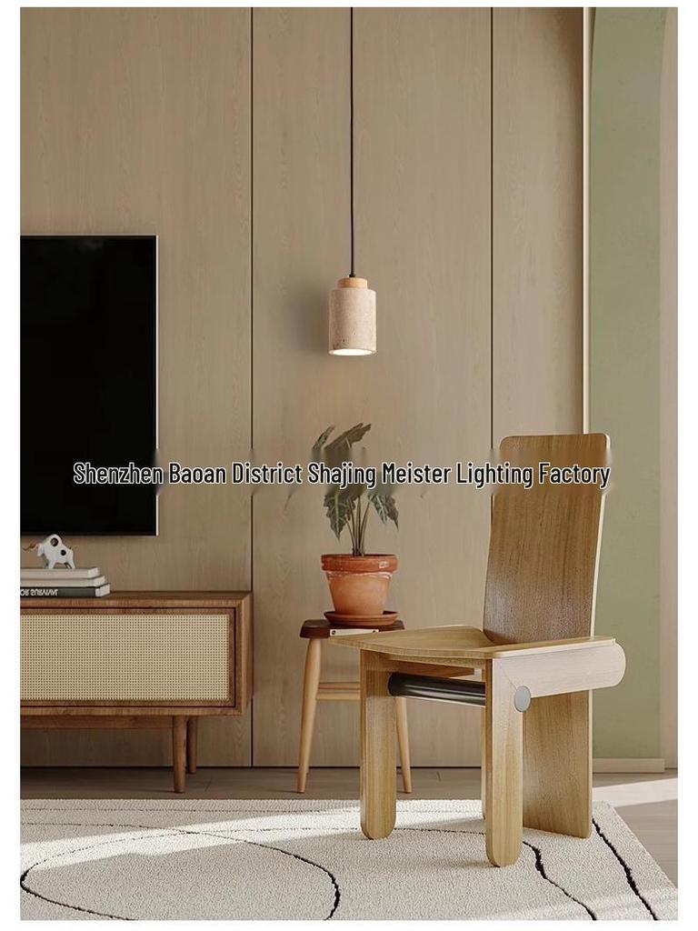 Wabi-Sabi Yellow Stone Pendant Lamp for Bedroom or Bar Counter