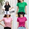 Süßes kurzärmeliges T-Shirt für Damen mit Rundhalsausschnitt und 3D-Muster aus Stoff für den Sommer