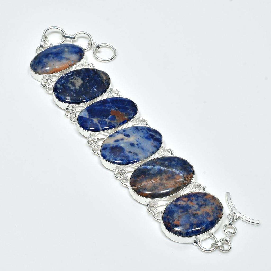 Natural Sodalite Gemstone Handmade 925 Sterling Silver Jewelry Sodalite Neclace Bracelet Set, Antique Jewelry Set, Mother's Day Gift