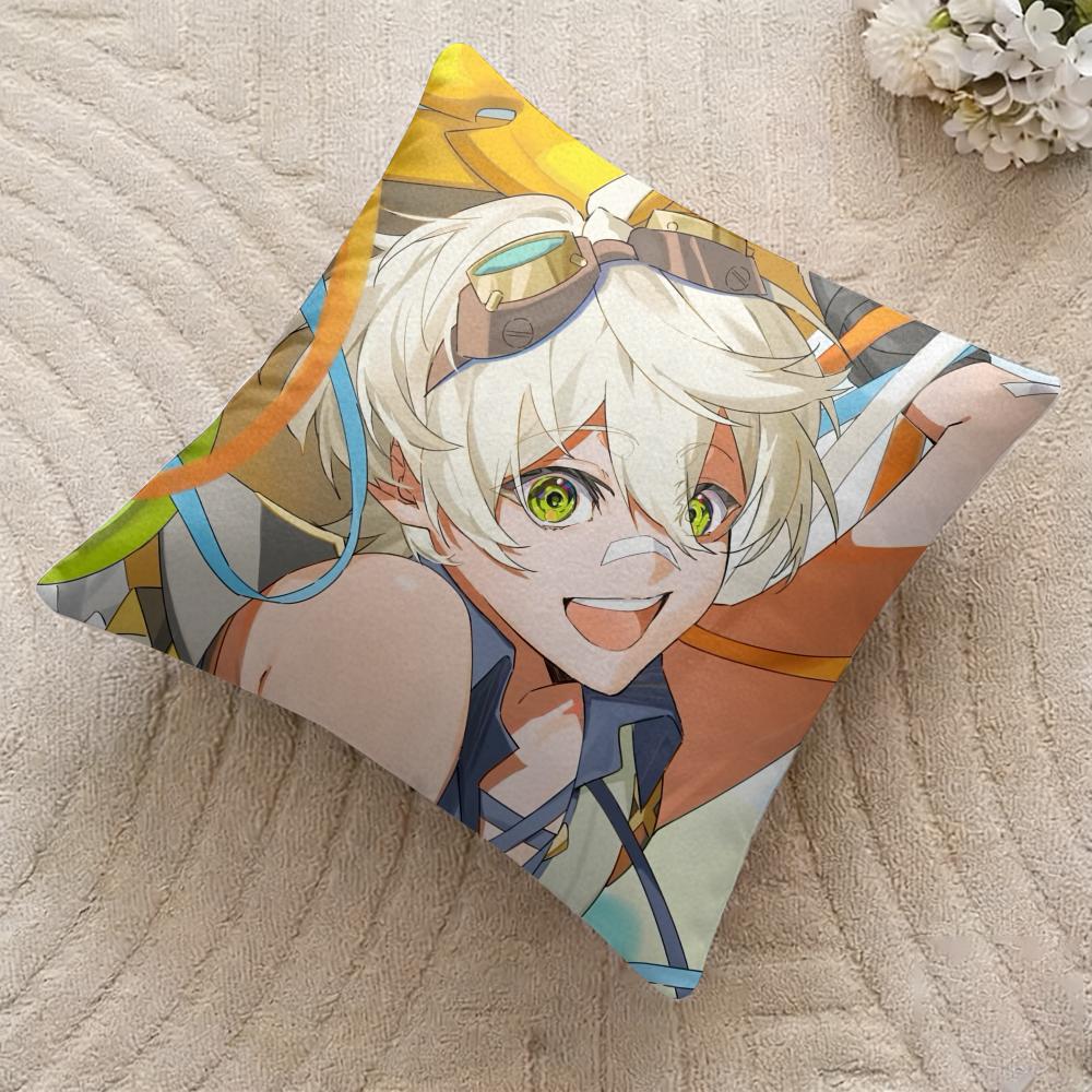 Bennett Genshin Impact Cute Cushion Cover Silky Short Plush Invisible Zipper Dustproof Sofa Pillow Case For Home Decor
