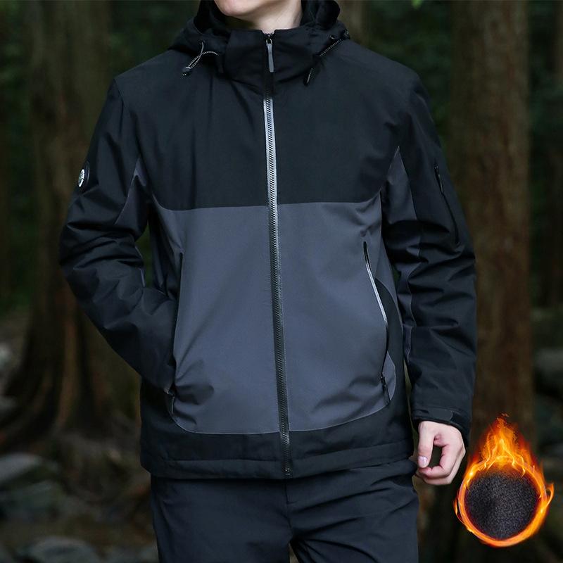 Jackets for Men and Women In Autumn and Winter Plus Velvet and Thickened Warm Jackets Loose Couple Outer Tower Hood Clip