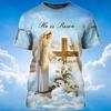 Fashion 3D Jesus Cross Print T Shirt For Men Christianity God Graphic Oversized T-shirts Daily Casual O-neck Short-sleeved Tops