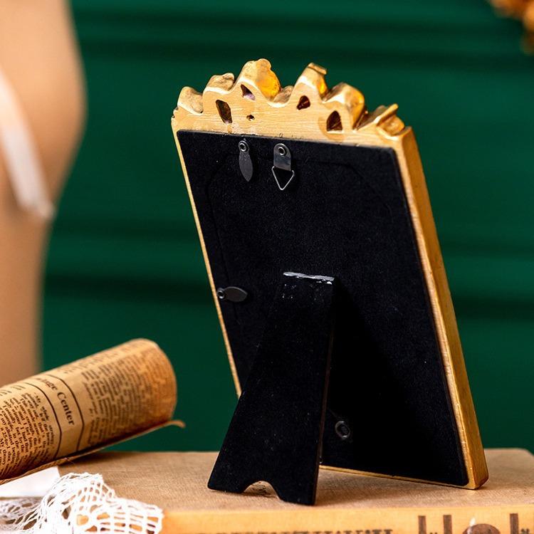 6palcový vintage fotorámeček, starožitný stolní nástěnný závěsný evropský pryskyřičný rám na displej pro kancelář, chodbu, dárkové ozdoby, umění