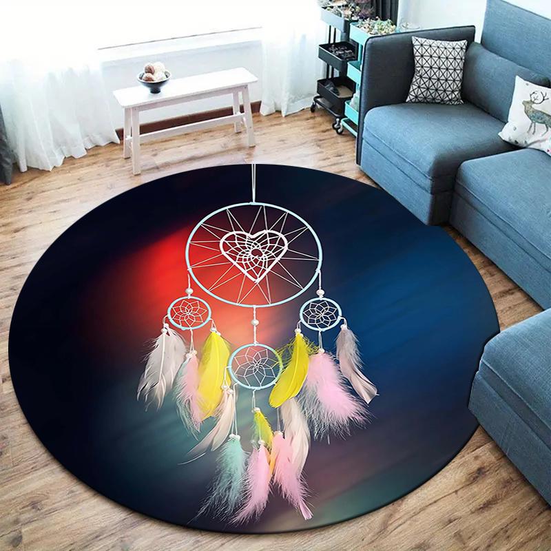 Dreamcatcher Round Area Rug,Carpet Rug for Living Room Bedroom Sofa Playroom Decor,Non-slip Floor Mat