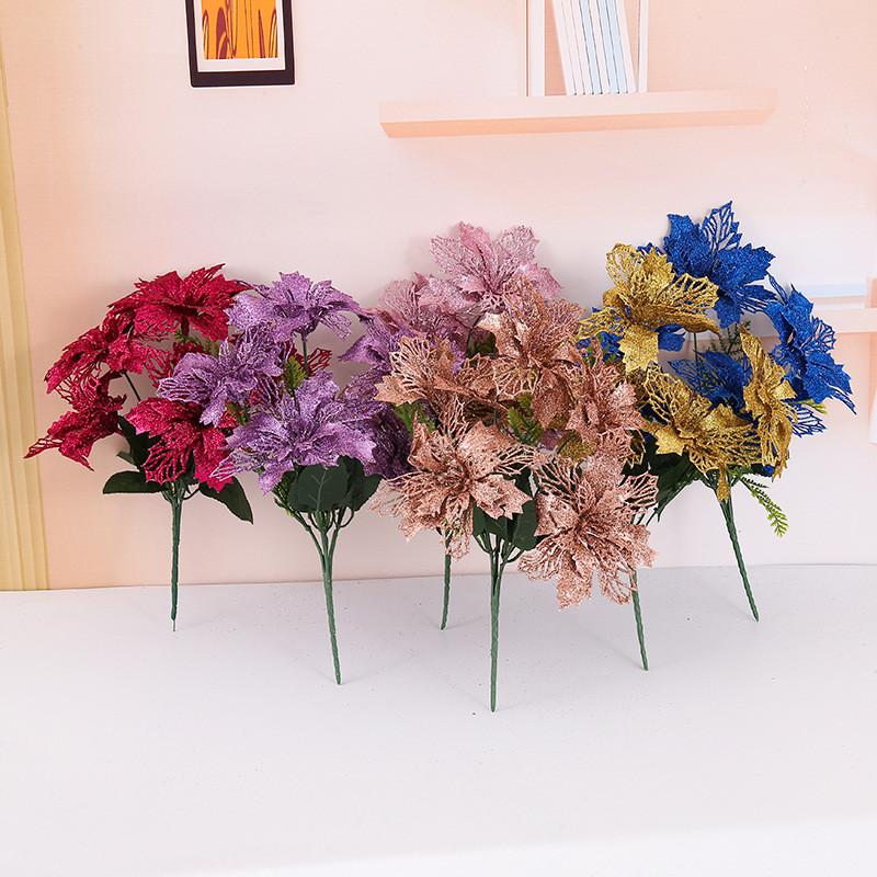 Christmas Decorative Flower With Bright Colors Party Home Decor Flowers Fake