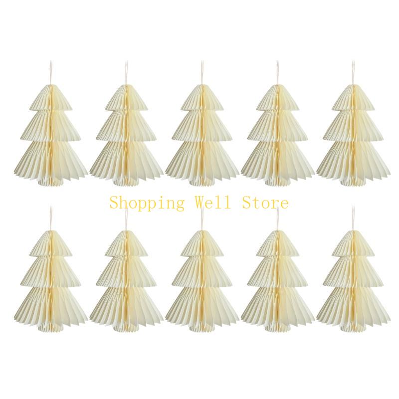 KX4B 10Pieces Christmas Honeycomb Pendant Ornament Tree Decoration Party Supplies