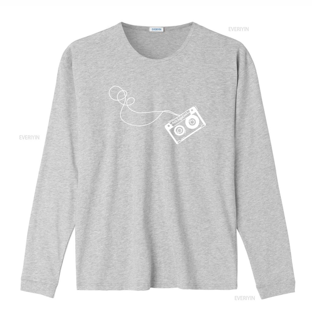 Mens Retro Music Cassette Sketch Vintage Audio Drawing T Shirt L to 5XL vintage Washed Versatile designer clothes streetwear