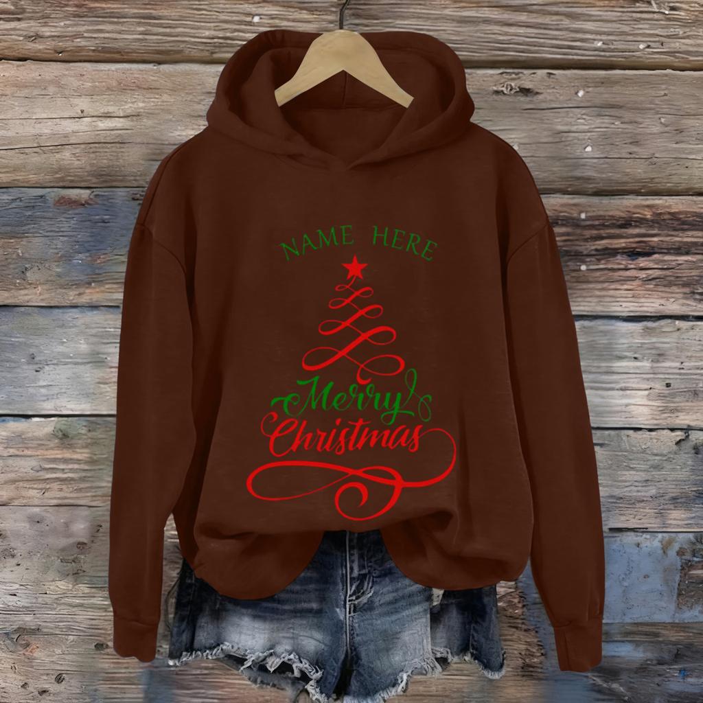 Dame Jule Greentown Trykk Casual Langermet Hettegenser Topp