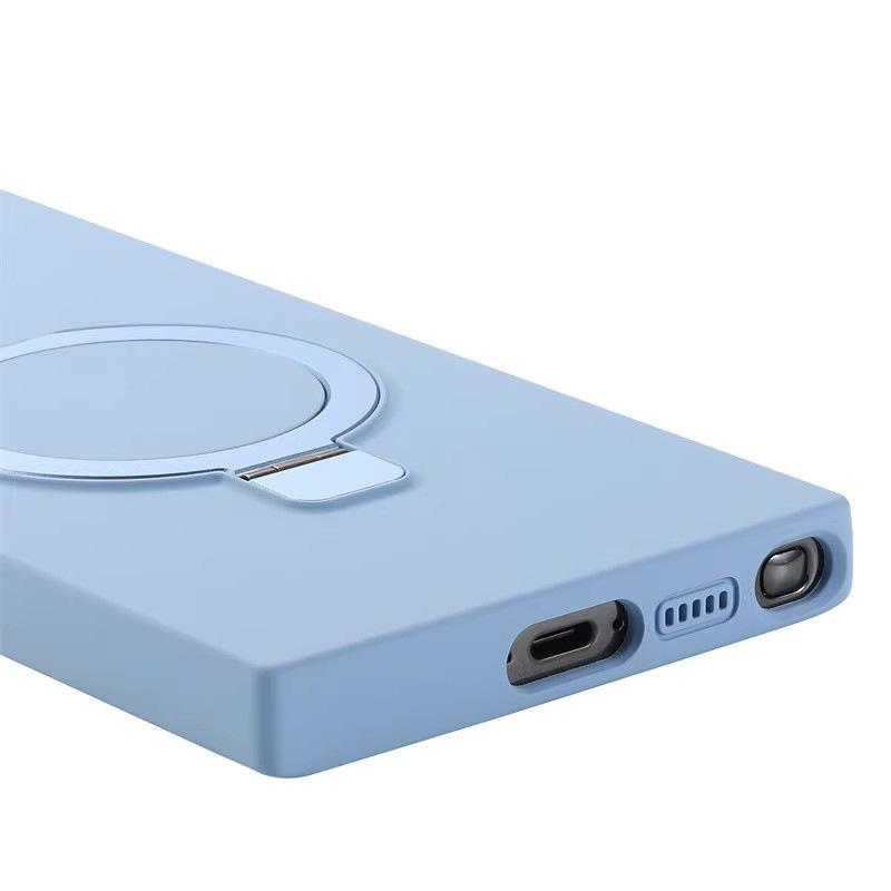 Suitable for Samsung S25Edge Mobile Phone Case True Liquid Silicone S24Ultra Magnetic Suction Bracket Full Package Anti Fall Soft Sleeve 3