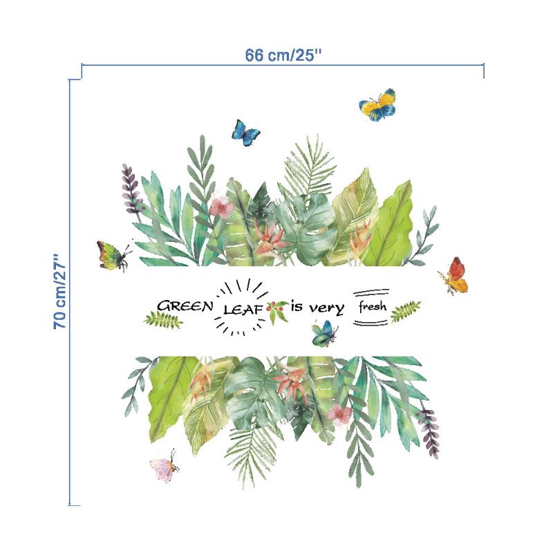 2 Stück Grüne Blatt Wandaufkleber Abnehmbar DIY Wandtattoos Wandbild für Wohnzimmer Schlafzimmer Hintergrund