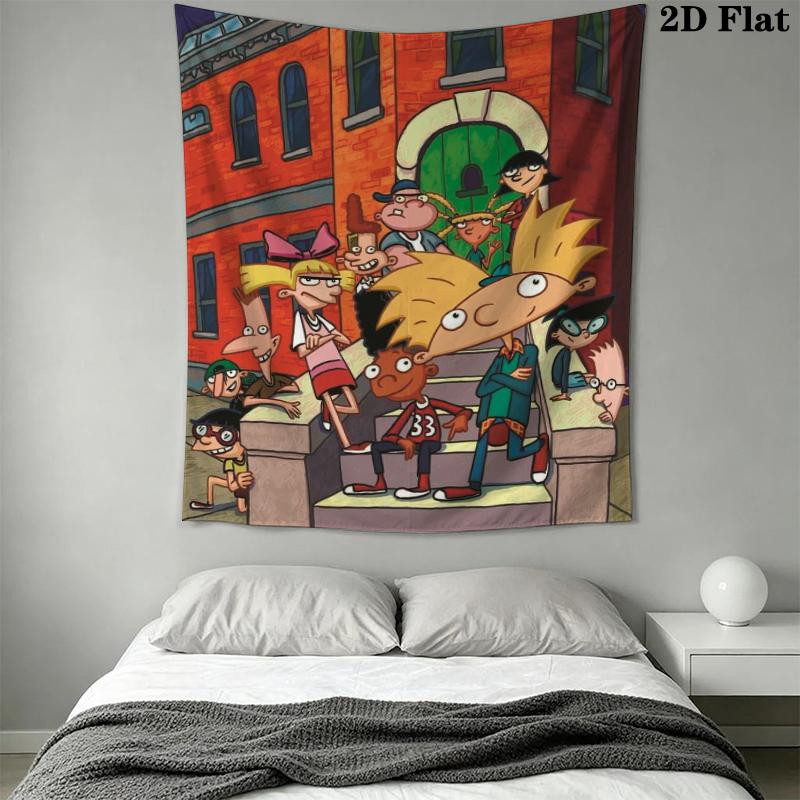 Hey Arnold Wall Tapestry Aesthetic Wall Hanging Printed Fabric Blanket Decorative Tapestries for Bedroom Living Room Home Decor