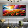 Summer Wild Poppies Canvas Painting Red Poppies Flowers Posters and Prints Landscape Tree Wall Art for Living Room No Frame