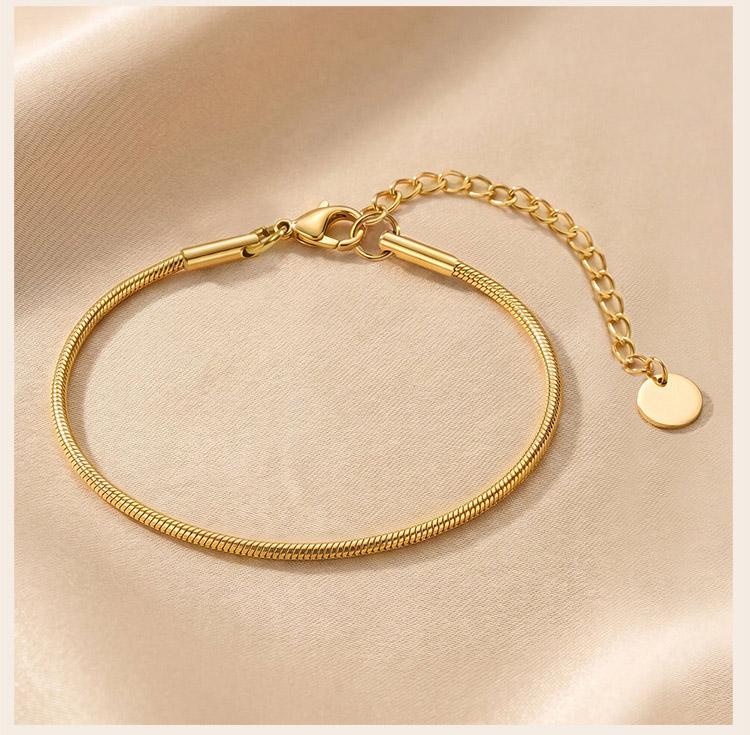 Snake Chain Bracelet for Women Stainless Steel Round 1.2mm 2mm Non-tarnish Waterproof Minimalist Stacking Jewelry