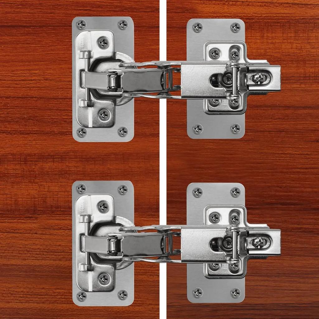 36pcs Cabinet Hinge Repair Plate Kit Stainless Steel Door Hinge Mounting Plate With Holes For Home Kitchen Cupboard Furniture