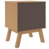 OLDEN Nightstand White and Brown Solid Pine Wood