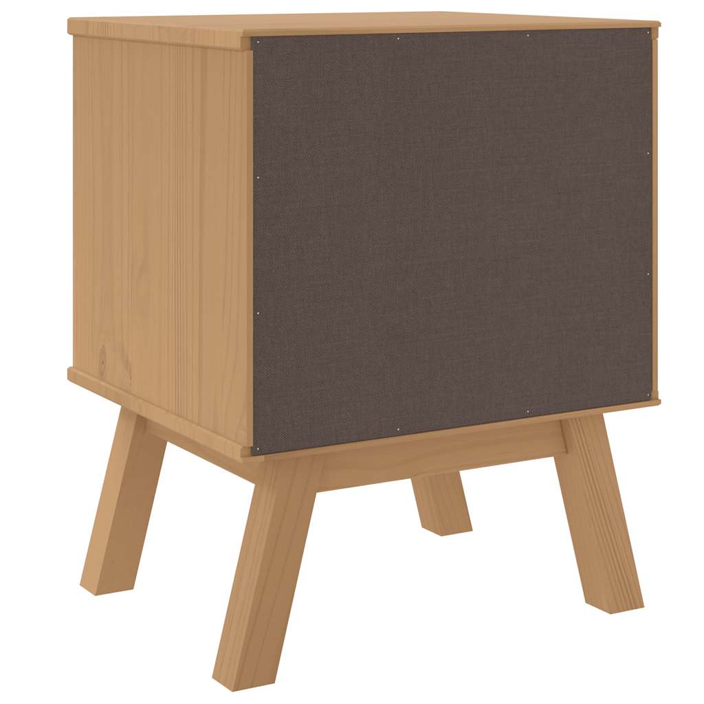 OLDEN Nightstand White and Brown Solid Pine Wood