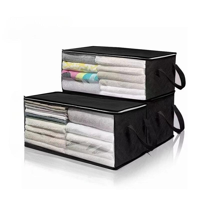 

14-Gal Large Capacity Foldable Storage Box with Window&Flip-Top Lid | Heavy-Duty Collapsible Organizer for Under Bed,Closet&Home чёрный