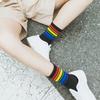 1 paio di calzini invernali a strisce color arcobaleno stile preppy spessi antiscivolo caldi morbidi a tubo centrale senza odori calzini da donna con protezione della caviglia