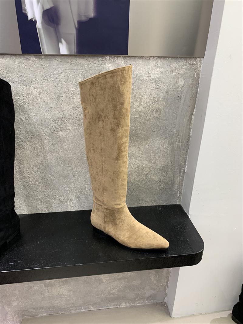 

Long boots women s flat bottom 2025 autumn and winter new flip over the knee long boots slimming high tube versatile elastic thin boots 39