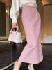 Rongtai Elegante Hoge Taille Rechte Rok met Kantafwerking en Achtersplit - Damesmode 2026