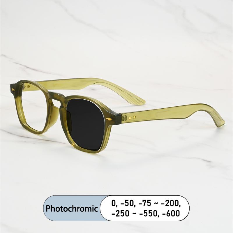 Vintage Rivet Frame Myopia Glasses Prescription Photochromic Anti Blue Light Women Eyewear Short Sight