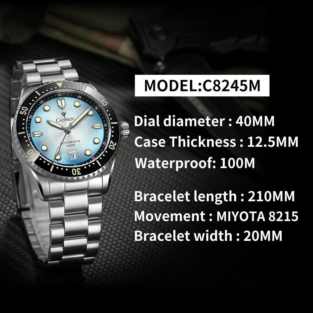 Cadisen 8245 Men's Luminous Waterproof Mechanical Watch for Business Mechanical Watch