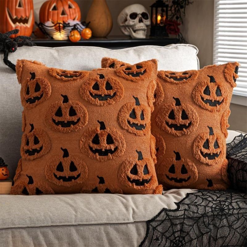 Sturdy Plush Pumpkins Pillow Cover Safe for Kids Halloweens Home Decoration Accessories