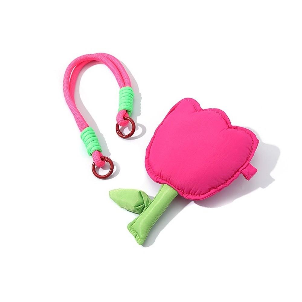 Cute Tulip Flower Tulip Coin Purse Soft Cloth with Wristband Lipstick Storage Change Pouch