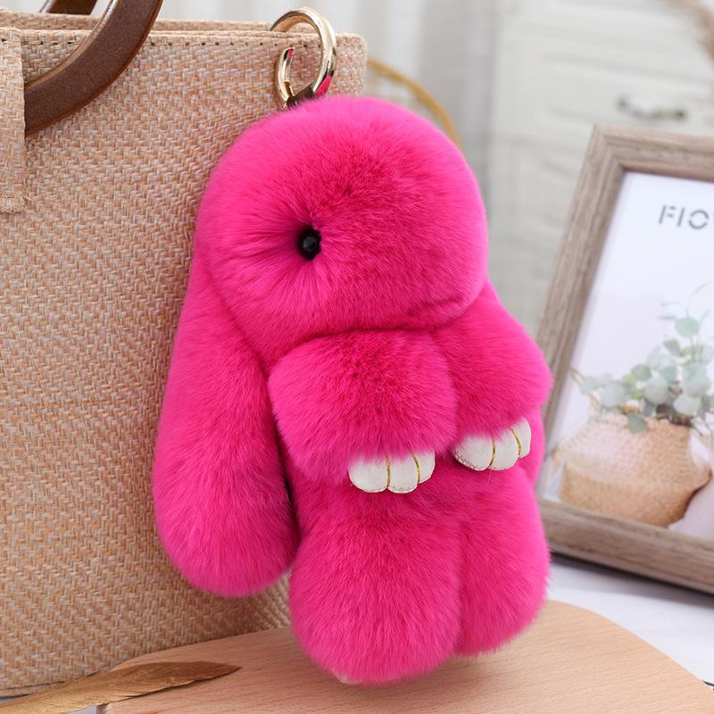 Three Model Size Rex Rabbit Fur Cute Fluffy Bunny Keychain Bag Toys Doll Lovely Keyring Pendant