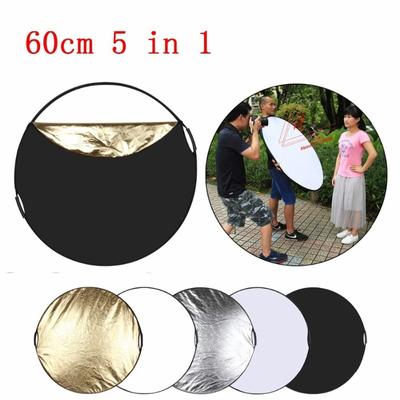 24" 60cm 5 In 1 Multi Collapsible Photo Studio Background Reflector Board Panels Portable Folding Light Round Photography Reflector