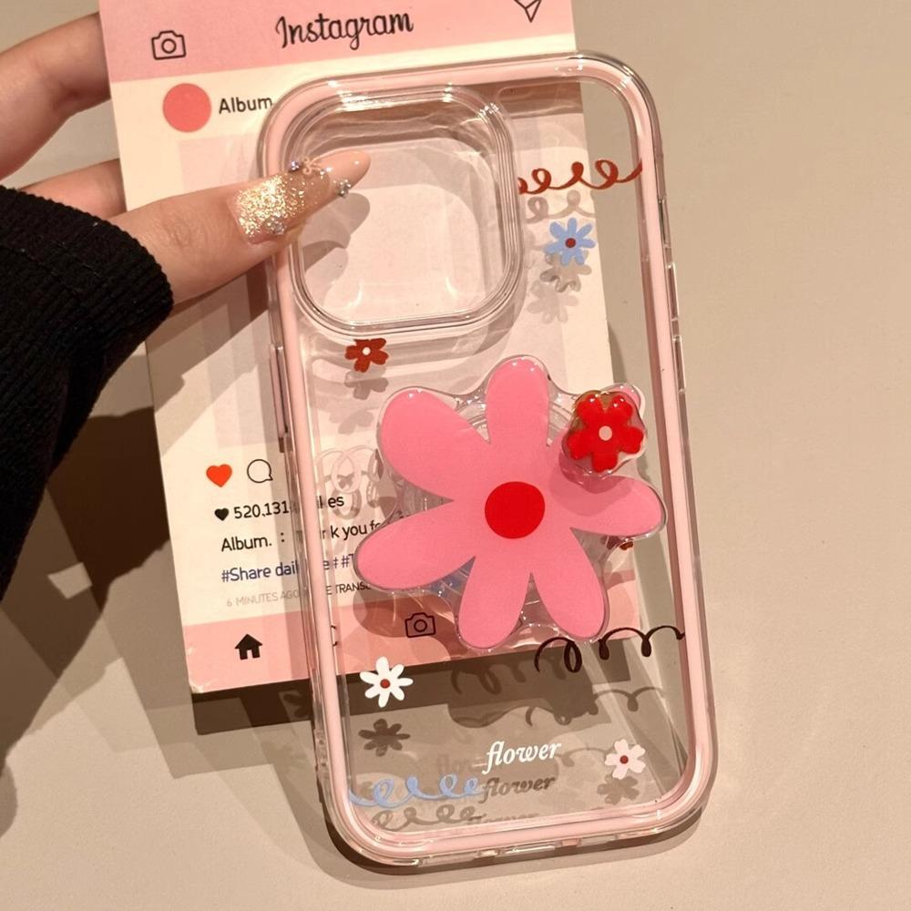 

Transparent Flowers for IPhone16promax Phone Case for Apple 16 New 15 Creative Stand 14pro For Apple 16PROMAX
