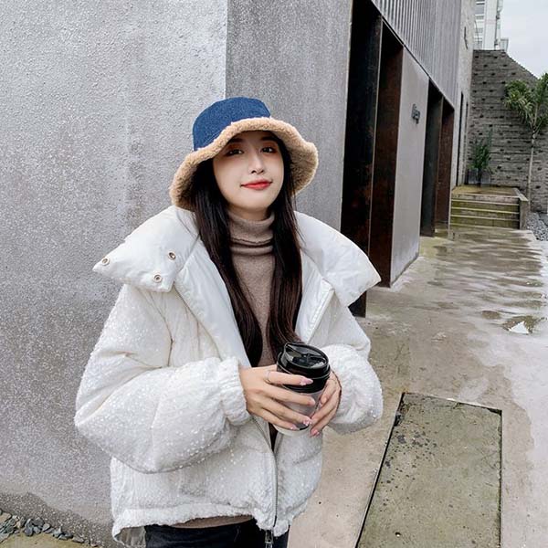 WTEMPO Retro Elegant Warm Thickened Soft Solid Color Windproof Cold-proof Hats Women's Autumn Winter Casual Versatile Plush Denim Hats