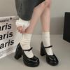 French Small Thick Heel High Heels Women's 2025 Spring and Summer New Versatile Platform Retro Mary Jane Shoes Single Shoes