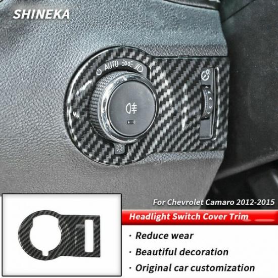 Headlight Switch Knob Cover Trim Interior for Chevrolet Camaro 12-15 Carbon Fibe