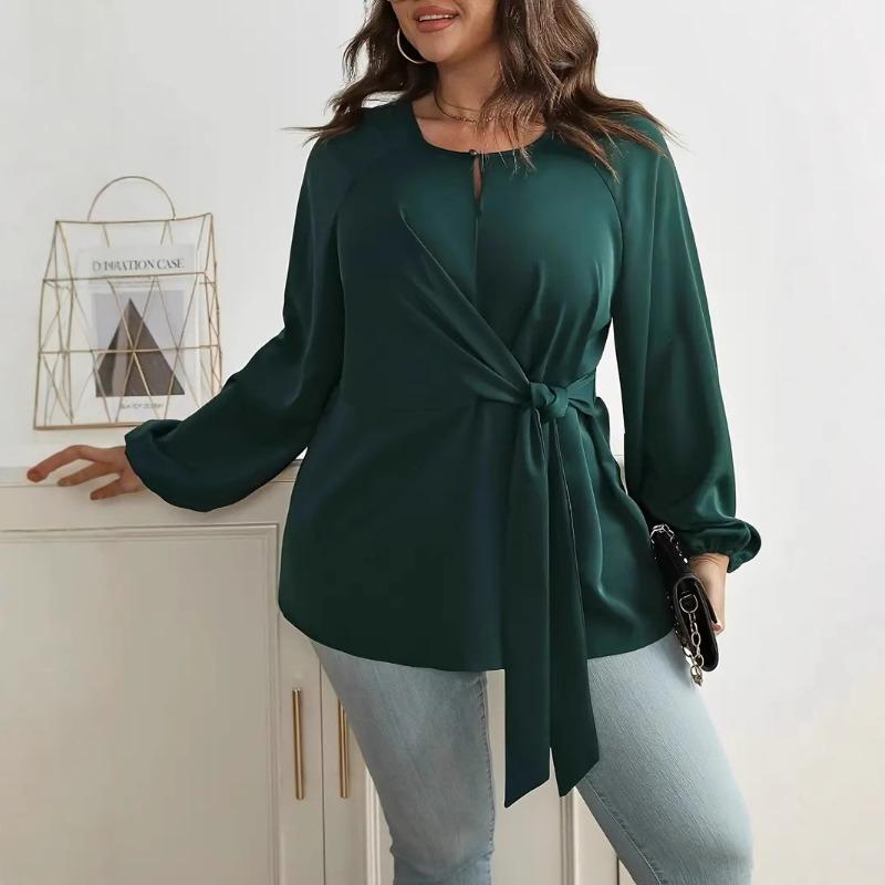 Women's Fashion Casual Spring Autumn Solid Color Print Long Sleeve O-Neck Blouses & Shirts
