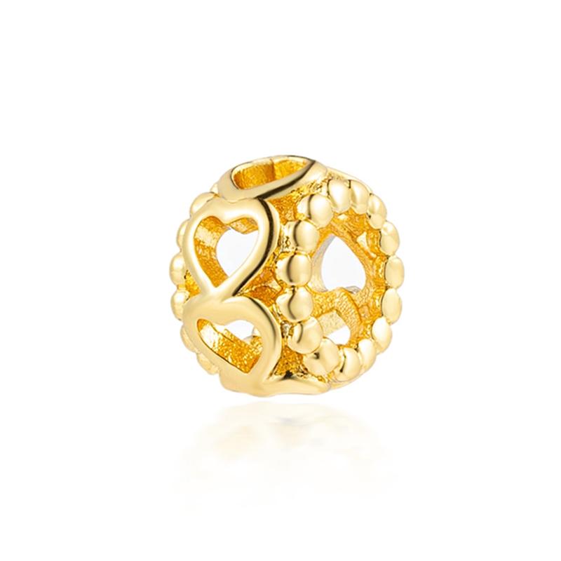 NOI Mărgele Rotunde Strălucitoare Placate cu Aur Clip Potrivite pentru Brățară Originală de Argint Bijuterii DIY Cadou Fundă Inimă Dublă Suspensă