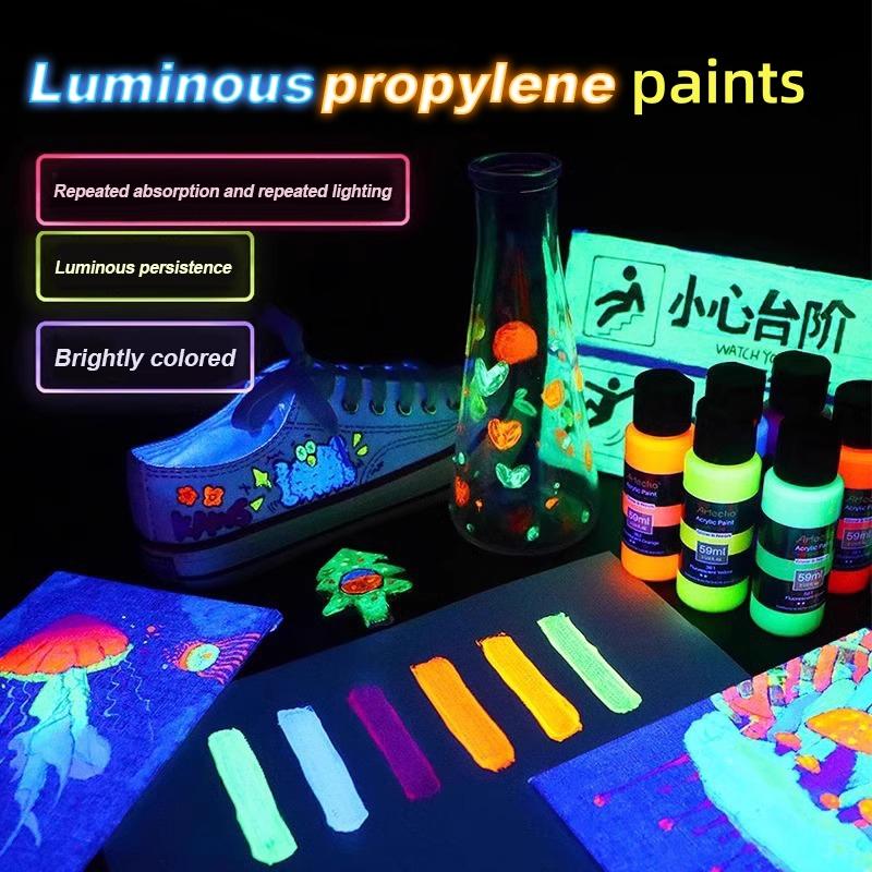 59ML Glow In Dark Acrylic Paint for Hand-Painted Wall Creative Diy Glass Clothes Shoes Luminous Fluorescent Epoxy Resin Pigment