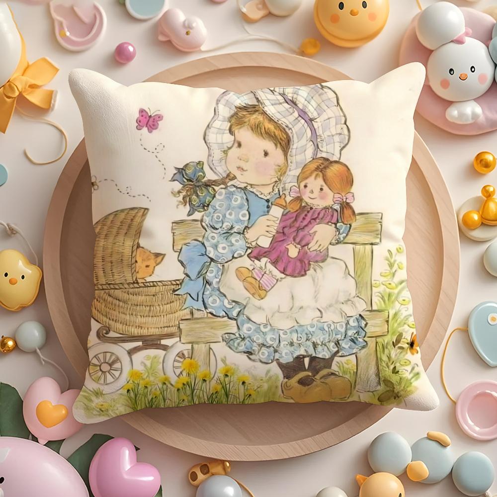 Art Sarah Kay Swing Girl Cushion Cover Short Plush Double-Sided Printing Home Machine Washable In Warm Winter Pillow Case