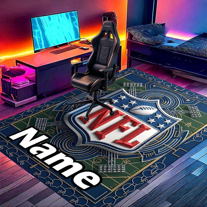 Custom Name Personalized NFL Print Carpet, Versatile Home Decor Rug, for Playroom, Apartment, Balcony, Entryway, Hallway Gift