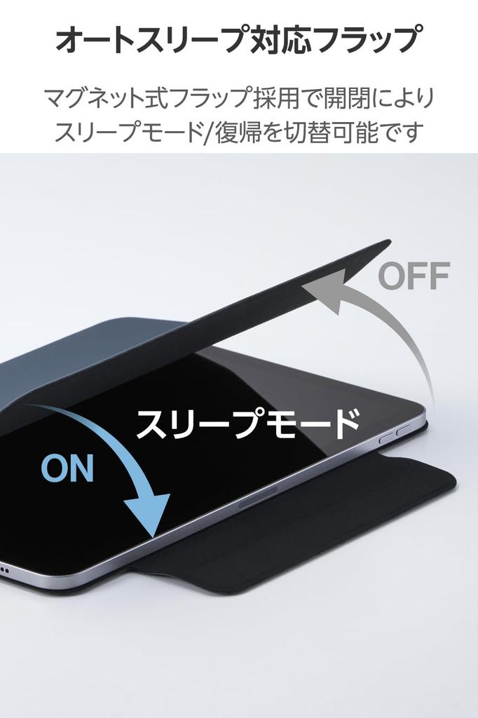 Elecom IPad Air Magnetic Soft Auto 11-inch (M3/M2) 10.9 (5th/4th Generation) Case, Cover, Leather, Sleep/Wake, Navy, TB-A25MWVPF2NV